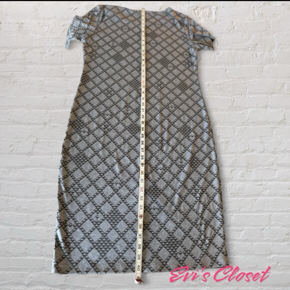 LulaRoe Julia Bodycon Grey On Grey Geometric NWOT Pullover Dress SZ Large - Picture 5 of 6